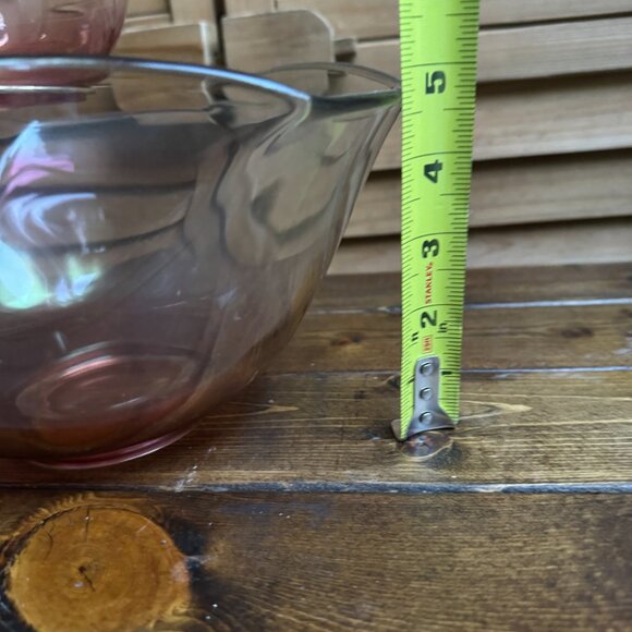 Vintage Ombré Pink Glass Chip and Dip Serving Bowl Set with Metal Stand - Picture 4 of 6